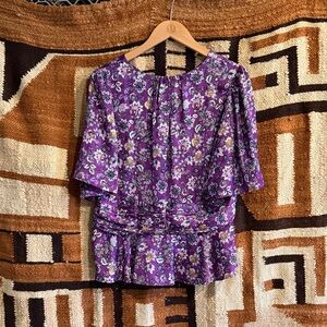 NWT Floral Purple Women's Peplum Top